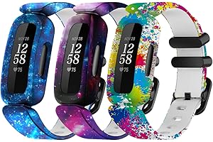 Jtffjsy Pattern Straps compatible with Fitbit Ace 3 watch strap replacement for Kids Children Girls Boys,Skin-Friendly Sport Breathable Silicone strap