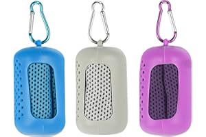 ‎TIVUNORON TIVUNORON Kühlendes Handtuch, 3 Stück Kühlhandtuch Cooling Towel, Kühlende Handtücher, Mikrofaser Kühltücher Hals mit Tragbaren Silikonhüllen, Blau, Grau, Lila