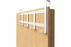 4smile Appendiabiti da porta - attaccapanni da porta bianco, salvaspazio - appendini da porta, ganci appendiabiti da porta, appendi abiti per porte