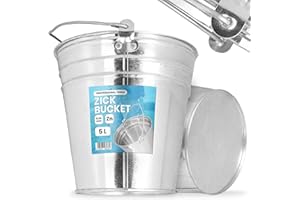 INSTALGURU Secchio 5L Metallo Zinco Lamiera Acciaio Zincato Robusto Lavori Edili Pulizie Acqua Giardino Piante Costruzione Cemento Mortaio Sabbia Carbone