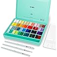 ABEIER HIMI Gouache Paint Set, Twin Cup 48 Colors x 12ml/0.4oz with 3 Brushes & a Palette, Non-Toxic, Jelly Guache Paint for Canvas and Watercolor Paper - Perfect for Beginners, Students, Artists