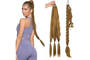 ‎EMMOR EMMOR Lange geflochtene Pferdeschwanzverlängerung mit glattem Haar,Wicklung um den Pferdeschwanz mit Haarverlängerungen,weich und gesund,für Frauen und Mädchen im täglichen Gebrauch.(Gold blond)