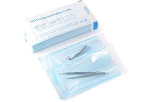 Annhua 200 Pcs Self Seal Sterilization Pouches 5.3×11 Inches Autoclave Pouches with Transparent Film, Dental Sterilization Bags for Dental Tools and Nail Tool kits - Blue