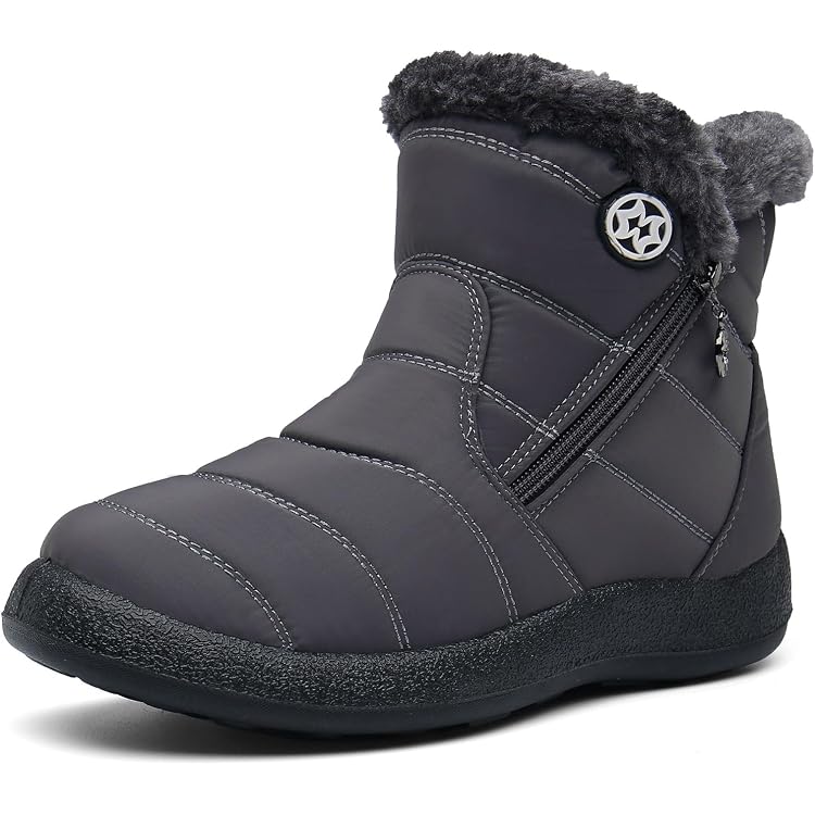 Bottines D'hiver Femmes - Chaussures De Neige Fourrées, Imperméables & Antidérapantes - Idéal Pour Randonnée, Promenade Chien - 6