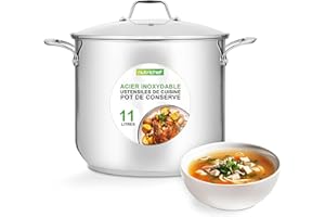 Nutrichef Marmite en Acier Inoxydable-11 Litres-Marmite Inox-Acier Inoxydable de Qualité Alimentaire-Induction Lourde-Faitout-Grande Casserole avec Couvercle Transparent, Compatible Lave-Vaisselle