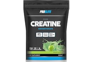 PRO-ELITE Creatine - Creatine Monohydrate Micronized Powder 500g, for Optimum Muscle Growth, Increases Physical Performance, Pure Unflavoured Creatine, Amino Acids (Sour Apple, 500g)