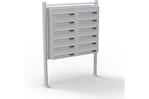 WILTEC Mailbox System 12 Doors silver-coloured Letterbox Postbox Pillar Letter Mail Post Box