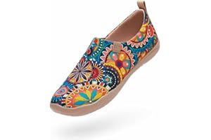 UIN Espadrilles Femme Chaussures Femme Confort Toile Originales Chaussures Bateau Voyage Imprimées Baskets Mocassins Plates Multicolore Loafers pour Femmes