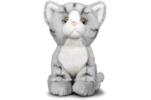 Animigos Pluszowe zwierzątko kot szary tabby, pluszowe zwierzątko o realistycznym wzornictwie, przytulnie miękkie, ok. 19 cm wysokości