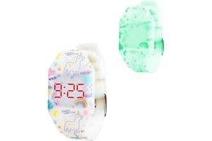 Kiddus Orologio digitale a LED bambini, ragazze, adulti. Cinturino comodo in morbido silicone. Batteria giapponese lunga durata. Facilità di lettura e apprendimento dell’ora.