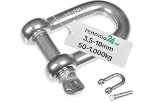 Renomo24 10x Schäkel Traglast 320 kg (WLL) 10 mm, gerade und aus verzinktem Stahl, hochfeste Bügelschäkel für privaten Gebrauch, sowie für Industrie & Kettenanwendungen jeglicher Art