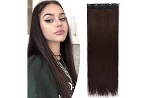 SEGO Extension Clip Capelli Lisci Lunghi 75cm Hair Extensions Fascia Unica Capelli Sintetici Posticci Donna 120g - # Castano Medio