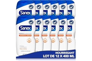 SANEX - Dermo Nourrissante Surgras - Gel douche formule Crème - Pour Toute La Famille* - Développée Avec Des Dermatologues - Hydrate En Profondeur La Peau Sèche & Protège - Lot de 12 X 400mL