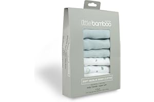 Little Bamboo Muslin Baby Wash Cloths 6 Pack, 30 x 30 cm, Whisper Grey,