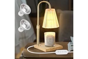 Paryou Verstellbarer elektrischer Kerzenwärmer mit 2h/4h/8h Timer, kabelgebundener Kerzenschmelzer, kompatibel mit Duftkerzen für Zuhause & Büro (Champagner + 2 Glühbirnen)