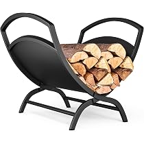 Range Bûches Vertical Métal Vounot 33x33x112 Cm - Support à Bois De Chauffage Compact, Stable, Pour Intérieur/Extérieur