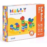 Magly Soft Bricks Yumuşak Yapı Blokları - &Ccedil;ocuklar İ&ccedil;in Renkli Esnek 42 Par&ccedil;a Yapı Blok Seti