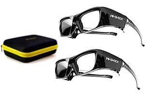 Hi-SHOCK RF/BT Pro Black Diamond Lot de 2 paires de lunettes 3D actives pour vidéoprojecteur 3D EPSON Compatible avec ELPGS03, TW9200W, EH-TW9200, EH-TW9400, EH-TW8100 ... [Rechargeable 120 Hz]