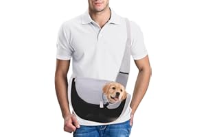 PETCUTE Bolso para Mascotas,Transportín para Perros con Correa Ajustable para el Hombro,Bolsa Cachorros Pequeños Perros Gatos,Bolso de Hombro para Gatos Perros para Caminar al Aire Libre,Negro,S