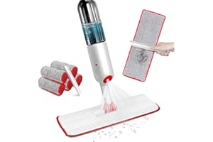ZVONEMA ZNM Balais Serpillère Nettoyer Sol, Balai Serpillère Vaporisateur, Spray Mop Plat Professionnel avec 5 Tampons Réutilisables & 500ml Flacon, Microfibre Balai pour Le Nettoyage SolB