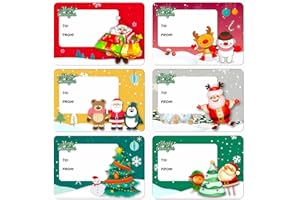 XIWLAIKEQI Christmas Labels Stickers 120 Pack 65×45mm Christmas Gifts Tags,Self Adhesive Name Labels Stickers,Xmas GFT Tags for Presents