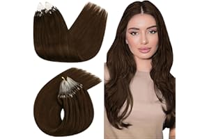 Ugeat Extension Microring Capelli Veri Castano Cioccolato #4 Extension Capelli Micro Ring 55 cm Cioccolato Marrone Effetto Lunghezza Donna Remy Umani 50 ciocche 50G