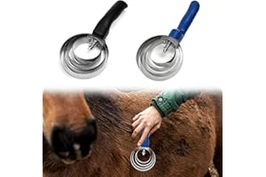 Zuxbolf 2 STK Spiralstriegel 4 Ringe Striegel Pferdebürste Metallstriegel Federstriegel Doppelseitiger Striegel Kuhstriegel Edelstahl Pferdeschaber zum Reinigung grober Schmutz für Pferde,Schafe,Kühe