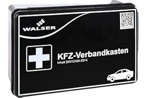 WALSER Kit de primeros auxilios para coche, bolsa de primeros auxilios para coche, bolsa de primeros auxilios DIN 13164, negro 44262