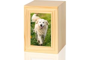 DiDiBirDi Urna dla psa, drewniana urna na pamiątki dla zwierząt, pudełko na pamiątki dla zwierząt z ramką na zdjęcie, urna dla psa lub kota, urna dla kota (50 kg)
