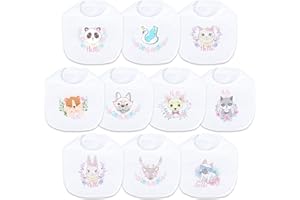 HAKOCHIA Waterproof Baby Bibs for Boys Girls, Super Soft and Absorbent 4-Layers Unisex Cotton Baby Bandana Bibs With Adjustable Snaps for Infants Newborn Feeding, Teething, Drooling,3-36 Months 10-Pack