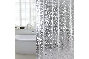 ‎WELTRXE WELTRXE Duschvorhang Anti-Schimmel mit Gewicht Magnet unten, 0.2mm [183x183cm] Wasserdicht Antibakteriell EVA Vorhang für Dusche und Badewanne, 3D Steinmuster, inkl. 12 super Duschvorhangringen Kinder