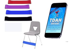Seka-Planet Bandes élastiques de Chaise pour Enfants TDAH, 4 pièces, Latex Naturel, avec eBook éducatif