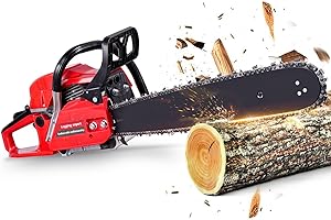 WZTO 52cc Petrol Chainsaw, 4.2KW 11500PRM Powerful Gasoline Chainsaw, 2 Stroke Engine Gas Powered Chainsaws with 550ML Large Capacity Fuel Tank, 20" Metal Saw Blade for Trimming Branches, Felling Big Trees
