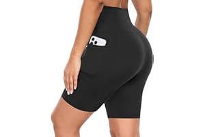 GIMDUMASA Gym Shorts for Women UK Cycling Shorts Ladies High Waist Black Yoga Shorts Tummy Control with Pockets for Cycle Biker Shorts Workout Running Sports Activewear Fitness