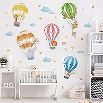 Stickers dieren en hete lucht ballonnen gratis in de lucht – Muurstickers MUURSTICKERS BABY Meisjes