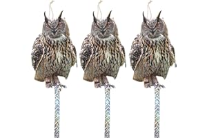 Skystuff Vogelabwehr Vogelschreck Vogelschreckb Taubenabwehr Eule Vogelband zur Abschreckung, Vogelscheuche Reflektorband Hängende reflektierendes mit Glöckchen in Eulenform, 3 Stück
