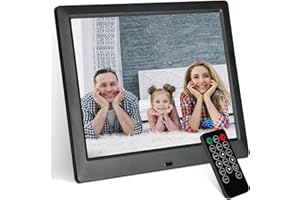 TSITSC Cornice digitale da 8,7 pollici, schermo IPS 1024 x 768, cornice elettronica, calendario/funzione orologio/musica/lettore foto/video con telecomando, supporta scheda USB/SD (nero)