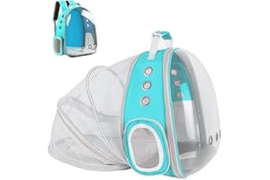 ZHUIYIWIN Expandable Cat Carrier Backpack, Pet Carrier Backpack Front/Back Pack, Portable Breathable Rucksack, Pet Carrier for Travel Hiking Walking Camping (Light Blue, Back Expand)