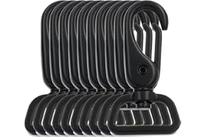 BIKICOCO 1'' Swivel Trigger Lever Snap Hook Lobster Claw Clasp Spring Loaded Clip, Flat-D-Ring Ended, Black - Pack of 10