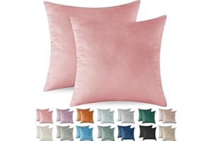 Ystyle Aksamitna Poszewki Na Poduszki 2 sztuki, Miękkie Kwadratowe Dekoracyjne Poszewka Na Poduszkę 45 x 45 cm ze stretchu, Nowoczesne uniwersalna Na Sofę, Do Salonu Sypialni, Różowy