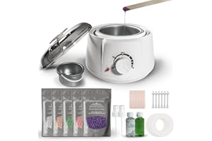ACCUEILPORT Waxing Kit, Professional Hair Removal Wax Kit, Full Body Painless Waxing Warmer, 5 Packs Wax Beads and 20 Applicator Sticks Wax Set