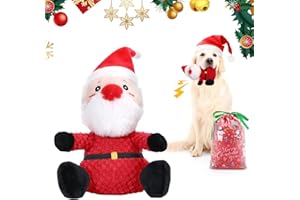 Lewondr Giocattolo per Cani, Giocattolo in Peluche a Forma di Babbo Natale, Giocattolo Interattivo con Squeaker, Giochi Interattivi per Cani Medi e Piccoli, Giocattolo Natalizio, Rosso