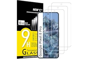 NEW'C 3 Pezzi, Vetro Temperato per Google Pixel 8 PRO, Pellicola Prottetiva, Senza Bolle, Durezza 9H, 0,33mm Ultra Trasparente, Ultra Resistente