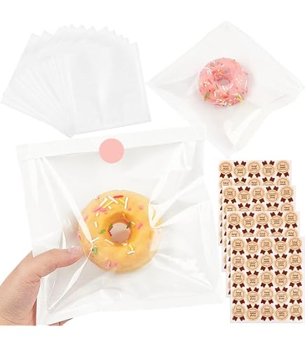 100Pcs Kraft Paper Sandwich Bags,Reusable Food Lunch Bags,Food Pouches With Clear Window And Sealing Sticker,Candy Cookies Snacks Baking Packaging (kraft Paper, 20 * 19