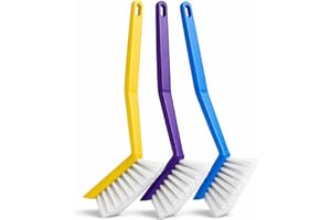 VIVO TECHNOLOGIES Washing Up Brushes Pack Of 3 | Removes Burnt Food & Grease Easily | Non Slip Grip, Built In Scraper & Hanging Hole | Ideal For Cleaning Dishes, Pans, Roasting Trays & Kitchen Use