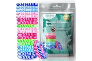 Mosquito Repellent Bracelet 20 Pack, PandyCare Insect, Midge & Mosquito Bands Wristbands for Adults, Kids & Baby - 2 Coils in 1, Waterproof, 100% Natural Plant Essential Oil, Deet Free with 300 Hours