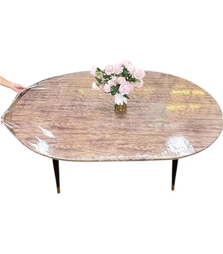 Nappe Ovale Noël Imperméable - Bord élastique, Motif Joyeux Noël - 91x152 Cm, Rouge Foncé