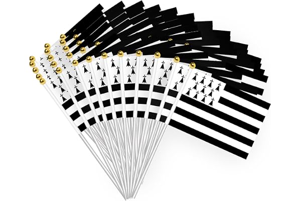 50pcs Drapeau Bretagne 14x21cm Petit Drapeau Ondulant Breton Mini Breton Flags Français Célébration Coupe du Monde Parade Supplies Match Cheer Waving Flag Garden Party Decoration