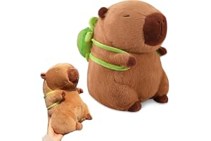 GYHWOFUL Capybara gosedjur, 23 cm, supermjuk Capybara plyschleksak med sköldpaddsryggsäck, söt leksak, mjukisdjur, Capybaras