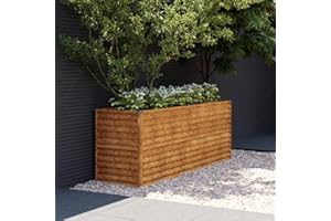 Gecheer Fioriera Rialzata da Giardino e Esterno, Aiuola e Letto Rialzato in Acciaio Corten, 196x50x69 cm